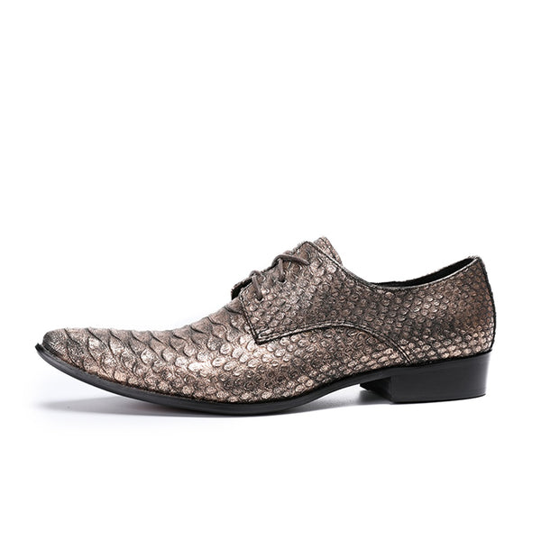 Men's Retro Premium Oxford Faux Snakeskin Grain Ge