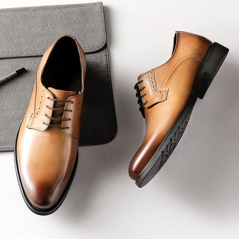 Burnished Derby Oxford Shoes for Men Formal Shoes 