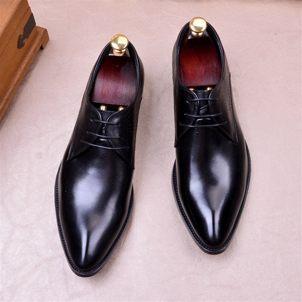 Burnished Pointed Toe Business Oxford for Men Form