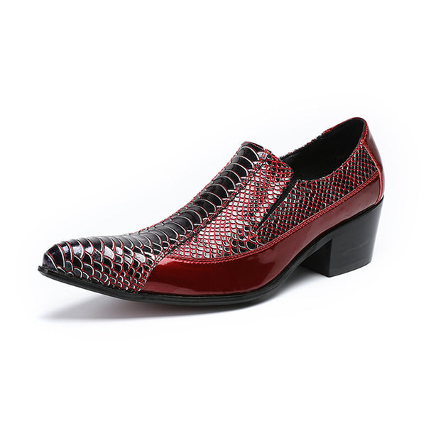 Men's Premium SnakeSkin Texture Genuine OX Patent 