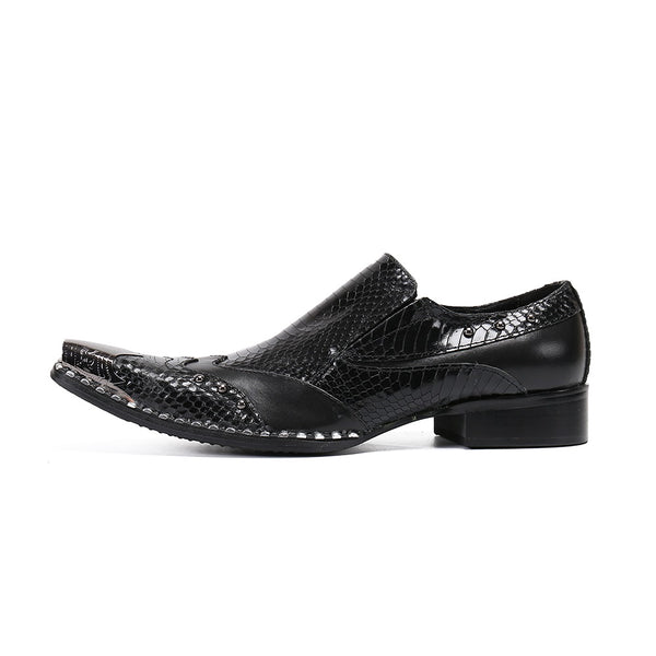 Exquisite Metal Square Toe Oxfords for Men Slip On