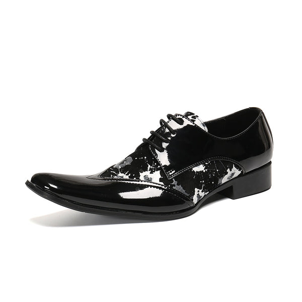 Luxurious Patent Pointed Toe Oxfords for Men Lace 