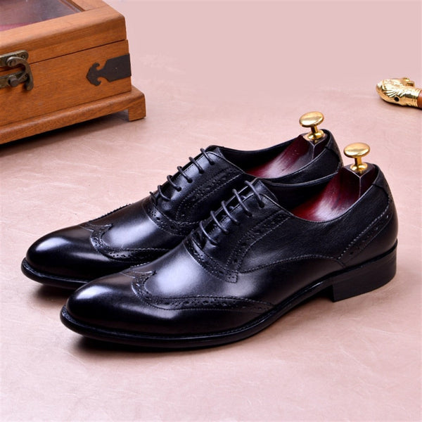 Classic Oxfords for Men Lace Up Style Full Brogue 