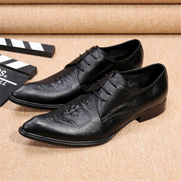 Men's Pointed Toe Premium Genuine OX Leather Oxfor