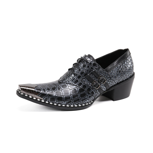 Luxurious Metal Toe Oxfords for Men Lace Up Style 