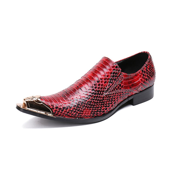 Men's Retro Loafers Faux Snakeskin Grain Genuine L