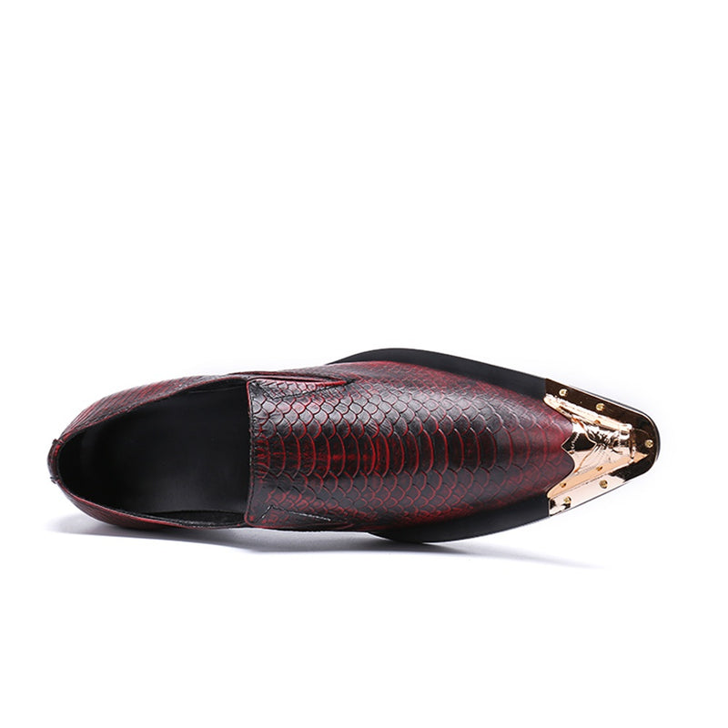 Retro Loafer for Men Faux Snakeskin Grain Genuine 