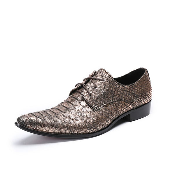 Men's Retro Premium Oxford Faux Snakeskin Grain Ge